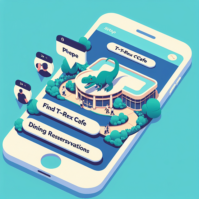 Searching for T-Rex Cafe on Disney World dining reservations page