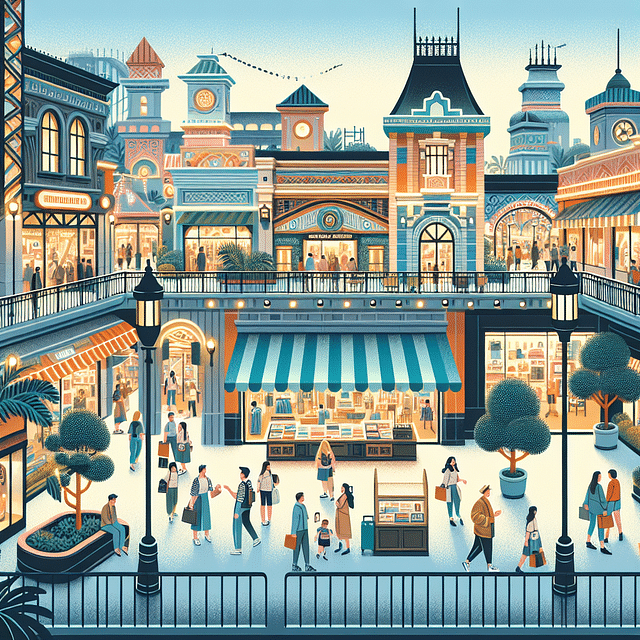 Evening shopping at Disney Springs, guests browsing stores