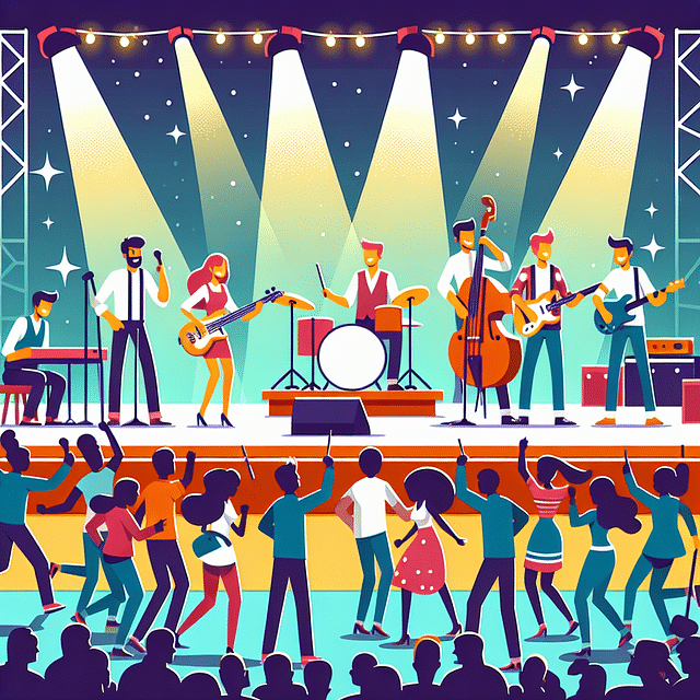 Live band performing at Disney Springs at night