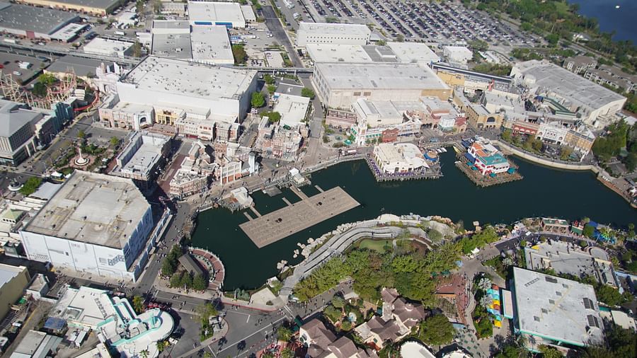 Aerial view of Universal Studios Orlando theme park