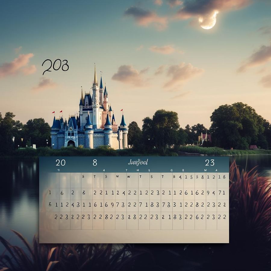 A calendar with marked dates indicating the best times to visit Disney World
