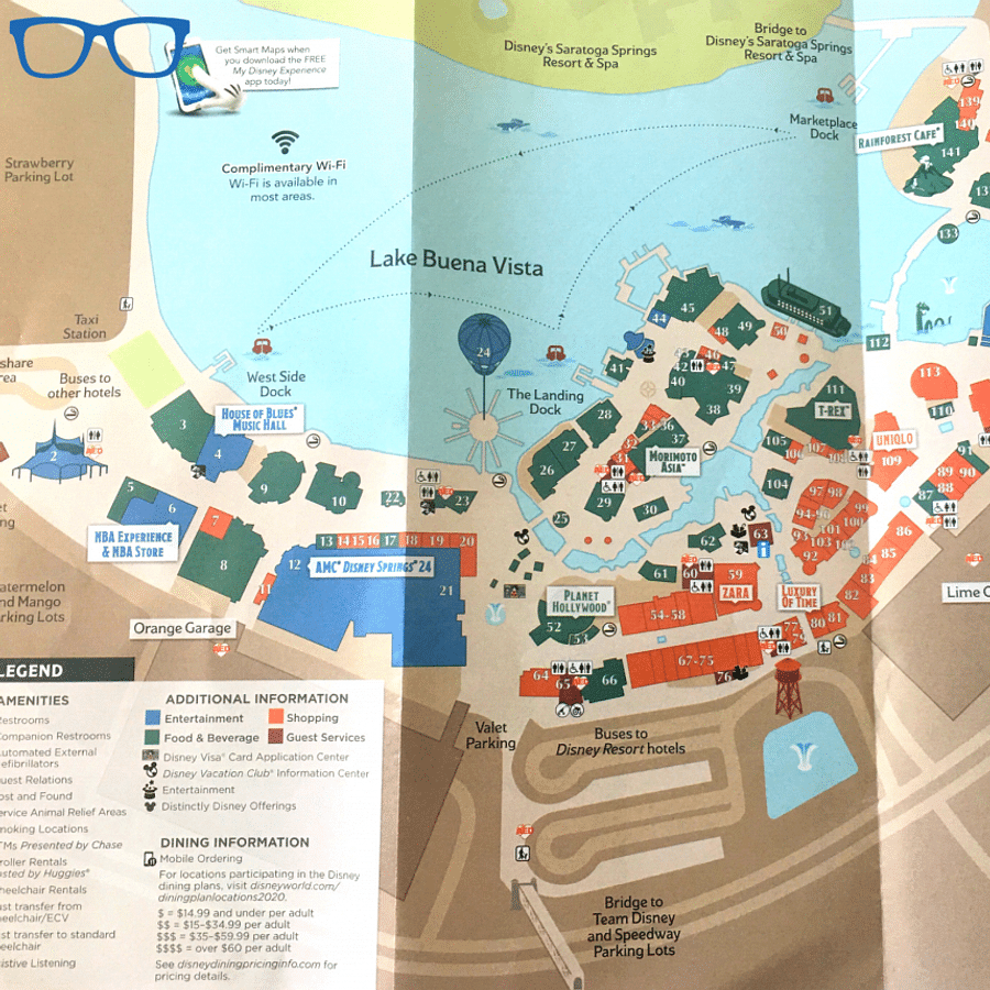 Detailed map of Disney Springs parking lots