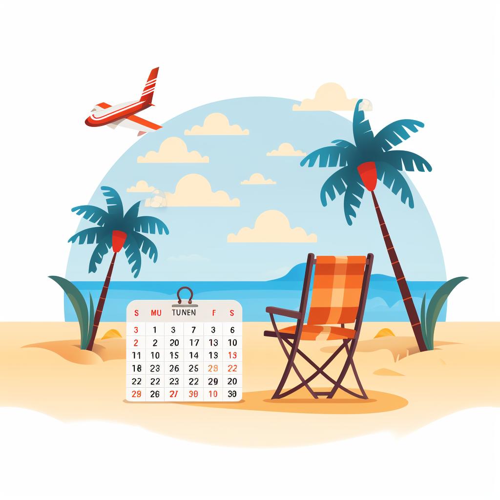 Calendar with possible vacation dates highlighted
