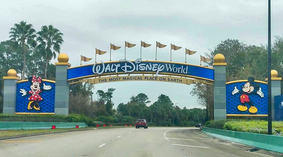 Entrance of Disney World with iconic Cinderella Castle